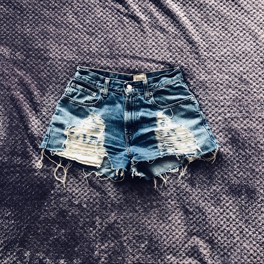 LF Blue Distressed Jean Shorts